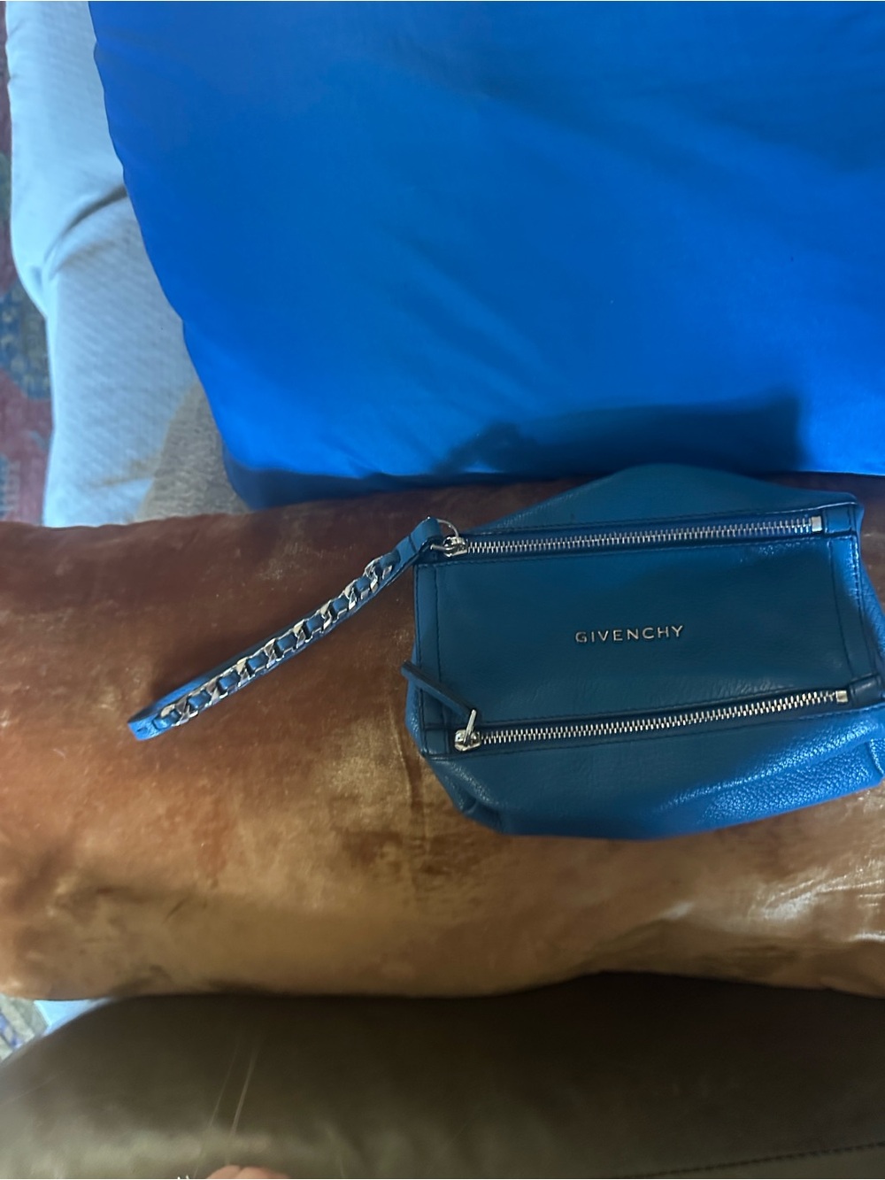 Givenchy Electric Blue Leather Wristlet Clutch